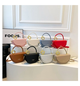 Detailed collection of semi-circular saddle bags with elegant gold knot metal rings
