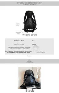 Detailed size specifications for the large capacity black PU leather bunny shaped backpack