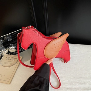 Sac À Bandoulière Fantaisie En Forme De Cheval Pégase Cuir PU Texture Litchi Design À Gland Sac Épaule Animal Pour Femmes