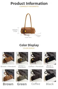 Vue détaillée du sac polochon en daim en quatre couleurs avec pompon en option