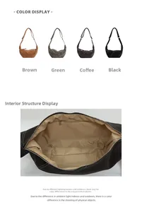 Interior view of moon-shaped crossbody bag featuring lining and zipper pocket