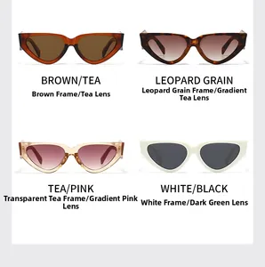 Multiple stylish cat eye sunglasses in leopard, tea, and pink frames for trendy street style