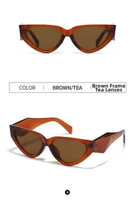 Retro cat-eye sunglasses with transparent brown resin frames and tea tinted lenses