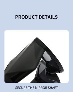 Detail of the secure mirror shaft and robust hinge of black cat eye sunglasses