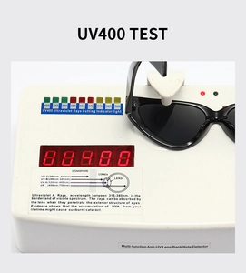 Detailed UV400 test showing protective sunglasses filtering harmful ultraviolet rays