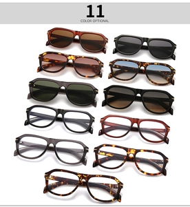 Detailed view of 11 color options for retro oversized square frame glasses with metal hinges