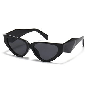 Cat Eye Sunglasses Vintage Narrow Small Frame UV400 Protection PC Geometric Wide Temples Fashion Eyewear For Women