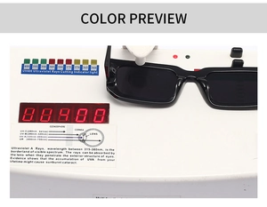Occhiali da sole rettangolari barocchi che mostrano il test di protezione UV400