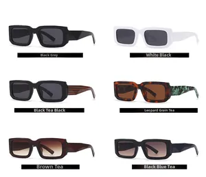 Selezione di occhiali da sole rettangolari retrò in nero, bianco, leopardo e marrone
