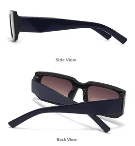 Occhiali da sole barocchi retrò con stanghette geometriche blu e montatura nera