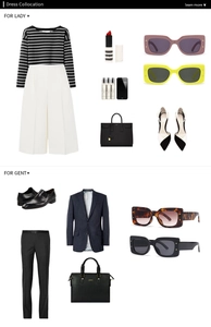 Flat lay of modern sunglasses with matching outfits for a stylish street fashion look