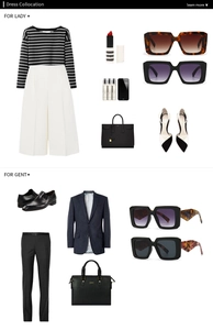 Flat lay showing Baroque sunglasses with luxury outfits and elegant fashion accessories