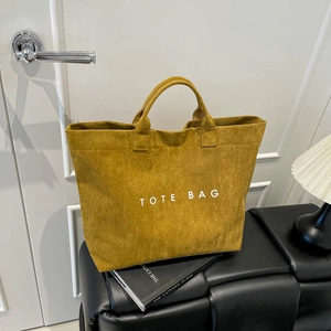 Women Suede Tote Bag Large Capacity Letter Print Minimalist Casual Shoulder Bag Fashion Handbag For Daily Commute Work Gift