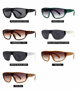 Lunettes de soleil bouclier à dessus plat en sept options de couleurs élégantes
