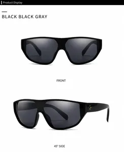 Lunettes de soleil à dessus plat avec monture noire brillante et rivets dorés