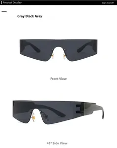 Front- und 45-Grad-Seitenansicht der futuristischen grauen Flat-Top-Shield-Sonnenbrille