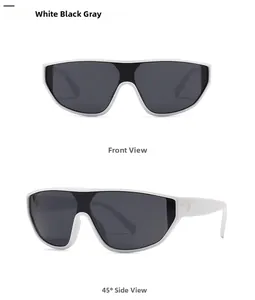 Vues de face et de profil de lunettes de soleil blanches oversize avec verres gris foncé