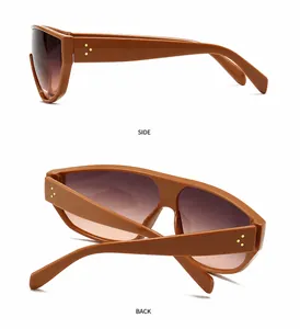 Vues latérale et arrière de lunettes de soleil marron caramel à verres dégradés