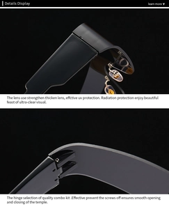 Detail von UV-Schutzgläsern und robusten Metallscharnieren der Flat-Top-Sonnenbrille