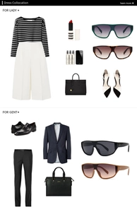 Mise à plat de tenues de mode pour hommes et femmes avec lunettes de soleil et accessoires