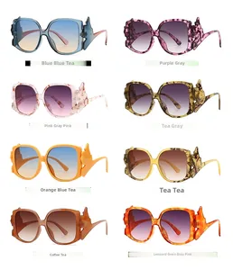 Modern oversized cat-eye sunglasses collection with unique wing-shaped temples in 8 colors