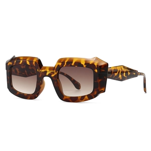 Retro Schildpatt-Polygon-Sonnenbrille mit dickem geometrischem Rahmen und Gläsern