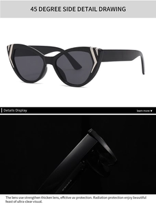 Détail macro de lunettes œil de chat montrant la texture argentée et le code du modèle