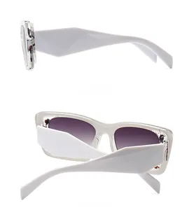 Vues détaillées latérale et arrière de lunettes de soleil œil-de-chat blanches