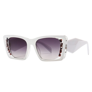 Lunettes De Soleil Œil De Chat Grande Monture Carrée En PC Verres Dégradés UV400 Branches Larges Géométriques Pour Femmes Hommes