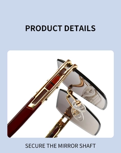 Detail of reinforced golden metal hinges and nose pads on retro square sunglasses