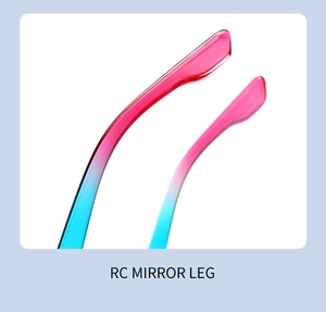 Macro detail of sunglasses temple with stylish pink to blue resin gradient finish
