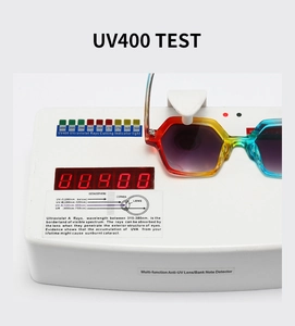 UV400 testing process for rainbow gradient hexagonal frame retro sunglasses