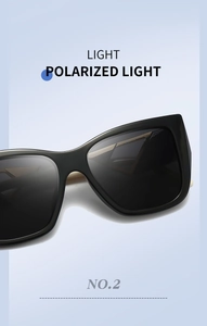 Macro detail of square polarized sunglasses featuring iconic gold triangle hinge decor