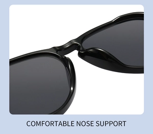 Close-up of integrated black resin nose pads for comfortable aviator sunglasses