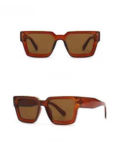 Detailed front and side view of square vintage amber brown tortoiseshell sunglasses