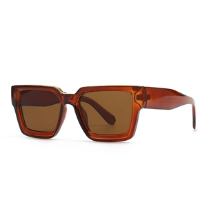 Retro tortoise shell square sunglasses with thick frames and dark brown lenses