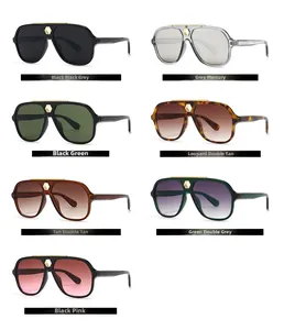 Detailed grid showing seven stylish aviator sunglasses in various colors and tinted lenses