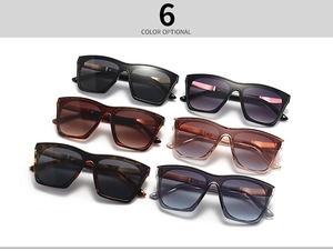 Lunettes de soleil carrées à sommet plat en six coloris avec montures brillantes