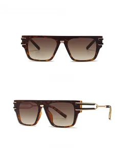 Hawksbill textured sunglasses with tea gradient lenses and metal splice temples
