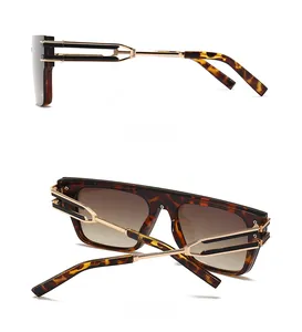 Side and back views of tortoise shell sunglasses with gradient lenses and metal temples
