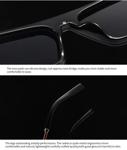 Detail view of glossy black glasses frame with silicone nose pads and ergonomic temple tips