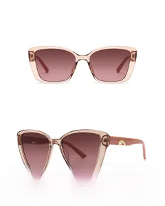 Tea pink oversized square sunglasses with translucent resin frames and gold accents