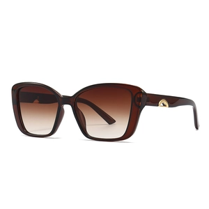 Oversized brown acetate sunglasses with gradient lenses and gold metallic accents