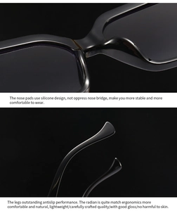 Detail of ergonomic silicone nose pads and glossy temples on black high-quality glasses