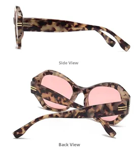 Seiten- und Rückansicht der Retro-Cateye-Sonnenbrille mit Schildpattrahmen und Golddetails