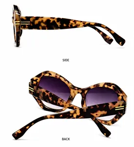 Detailansicht der Schildpatt-Sonnenbrille mit Retro-Goldstäben und Verlaufsgläsern