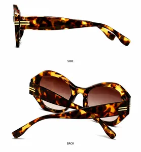 Seiten- und Rückansicht der Retro-Cateye-Sonnenbrille mit Schildpattrahmen und Goldakzenten