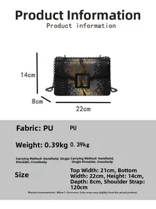Tableau des tailles détaillé pour sac à bandoulière noir à motif peau de serpent