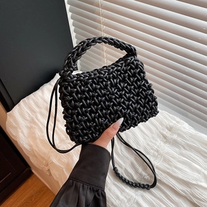 Woven Rope Bucket Bag Mini Chic Crossbody Handbag For Summer Outing Small Phone Lipstick Pouch Minimalist Style Women