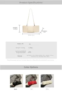 Detailed size specifications and weight info for the cream baguette underarm shoulder bag